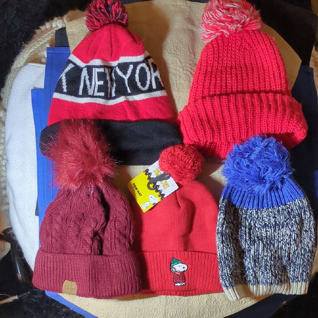 Vibrant Knit Beanie Set With Pom Poms Now Only $45
